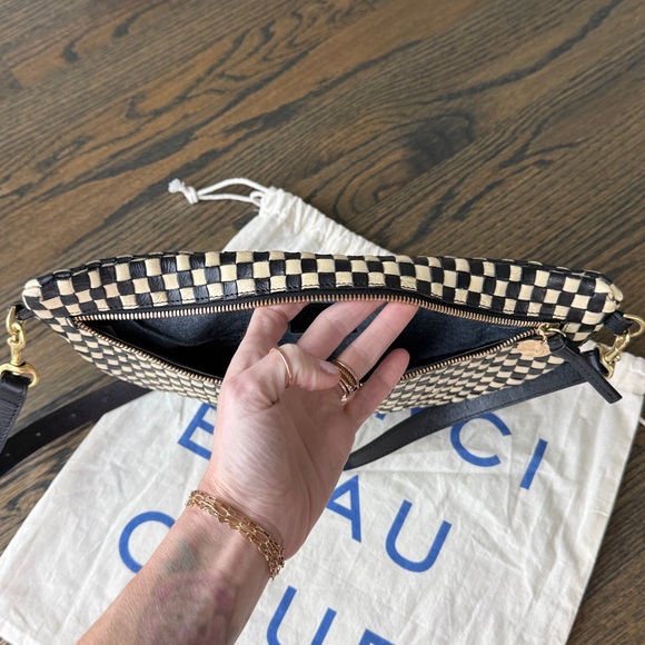 Clare V Grande Fanny Black/Cream Woven Checker Crossbody Bag Gorgeous w/dustbag - Picture 15 of 17